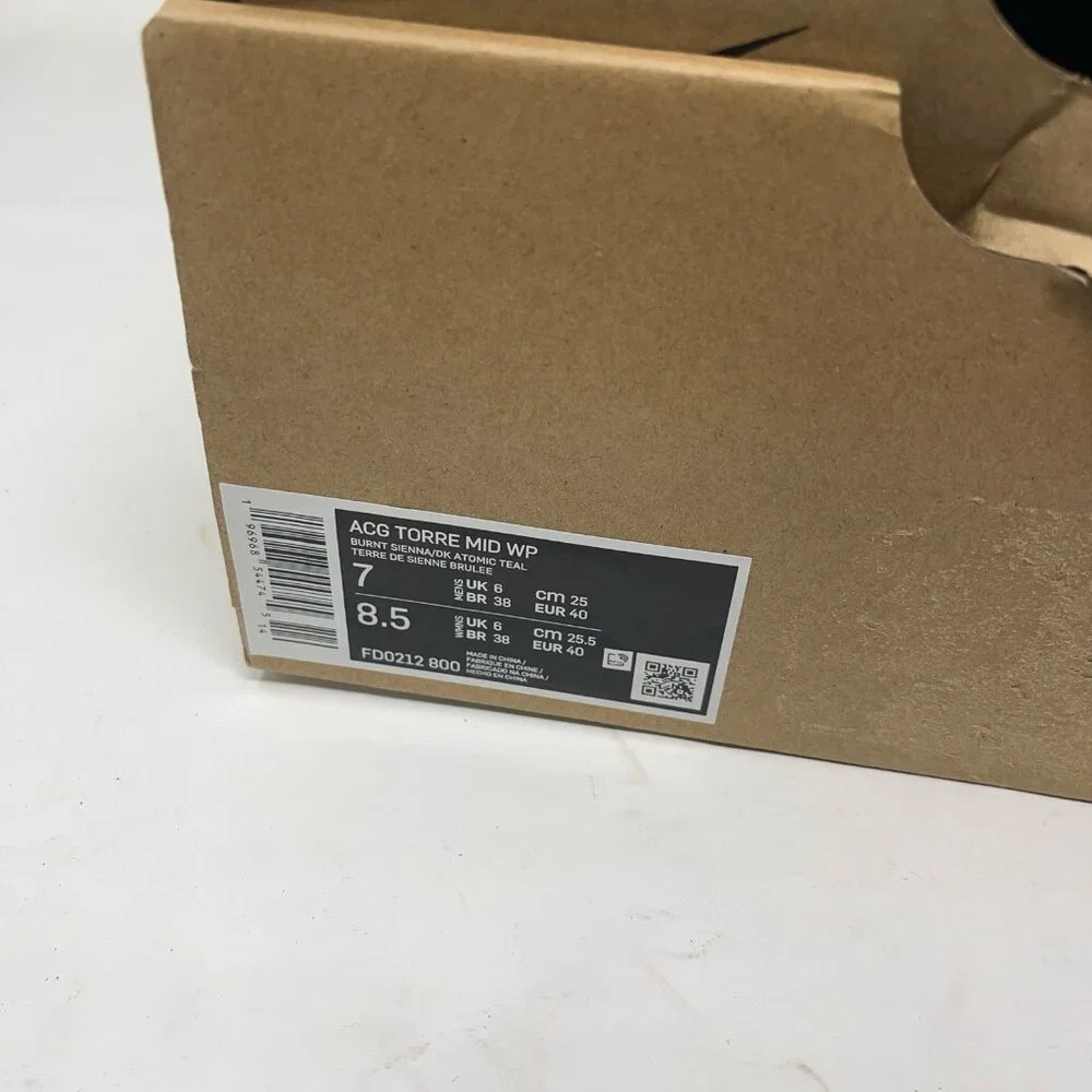 BNIB NIKE ACG Torre Mid Canvas and Suede Hiking Boots US 7 UK 6 Burnt Sienna - Picture 3 of 12